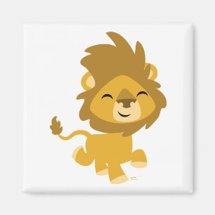 Imán feliz del león del dibujo animado