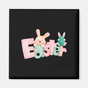 Imán Feliz deseo de Pascua - Graciosos besos conejitos