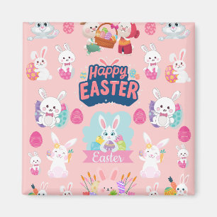 Imán Feliz Deseos de Pascua - Patrón Gracioso Conejito