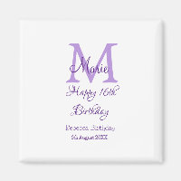 Feliz día 16 púrpura agregar nombre monograma mode