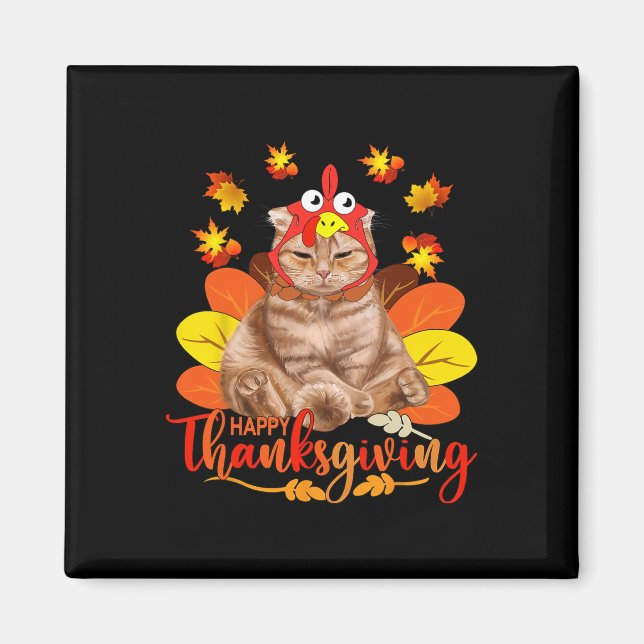 Imán Feliz Día de Acción de Gracias a un gato turco Nav (Frente)