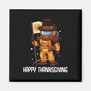 Imán Feliz Día de Acción de Gracias Astronauta bandera