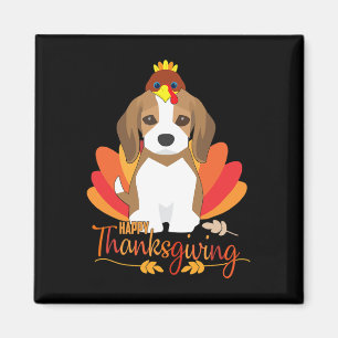 Imán Feliz Día de Acción de Gracias Con Pavo Beagle Per