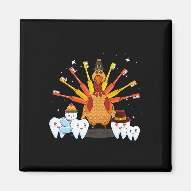 Imán Feliz Día de Acción de Gracias Tía Turquia cepillo (Frente)