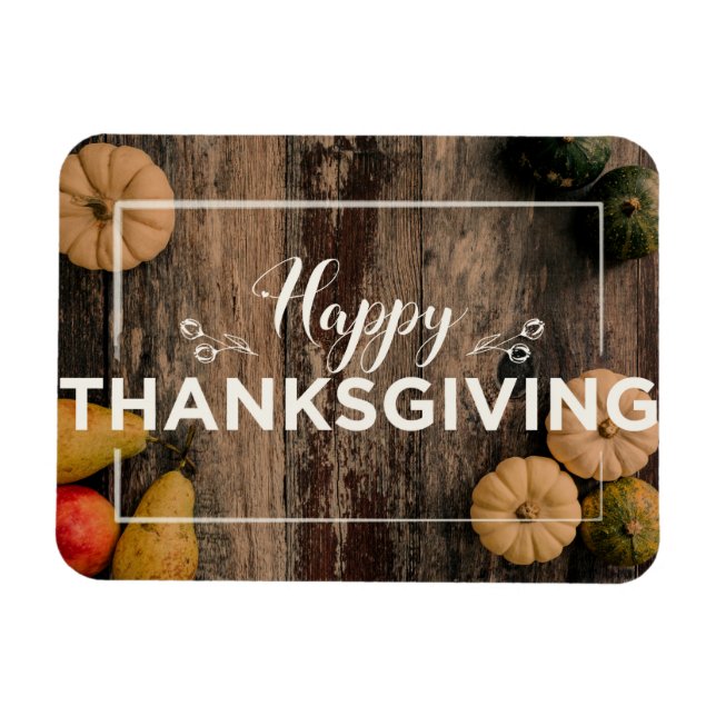 Imán Feliz día de gracias con calabazas (Horizontal)