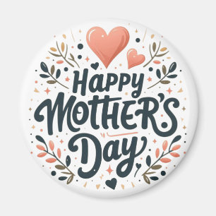 Imán Feliz Día de la Madre - Arte de Tipografía Floral