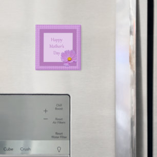 Imán Feliz Día de la Madre con Flor Púrpura Ligera