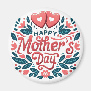 Imán Feliz Día de la Madre - Corazón Botánico y Letra C