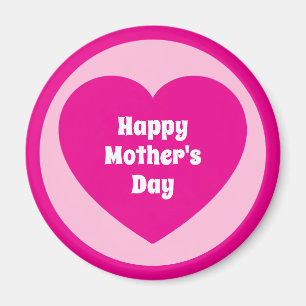 Imán Feliz Día de la Madre Corazón Sencillo y Mono Rosa