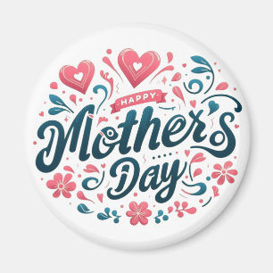 Imán Feliz Día de la Madre - Floral Vibrante en Verde A