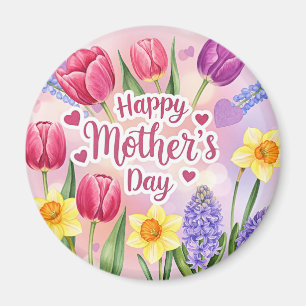 Imán Feliz Día de la Madre, flores de primavera,