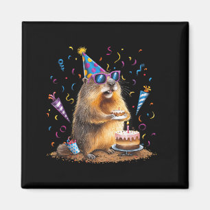 Imán Feliz día de la marmota 12 Feb Marmota Con Cumplea