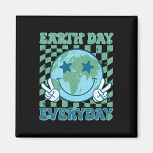 Imán Feliz Día de la Tierra 2025 Retro Groovy Earth Day