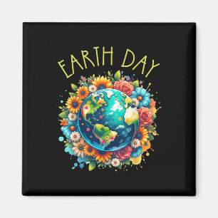 Imán Feliz Día de la Tierra Camisa Cuta Tierra con Tier