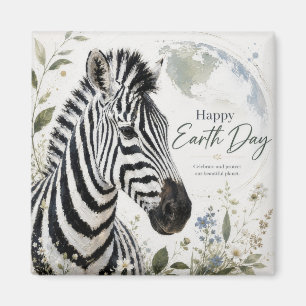 Imán Feliz Día de la Tierra Fauna de Cebra