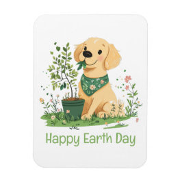 Imán Feliz Día de la Tierra Golden Retriever Perro Jard