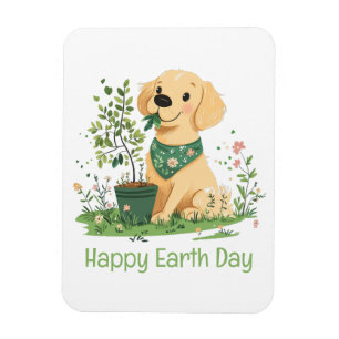 Imán Feliz Día de la Tierra Golden Retriever Perro Jard