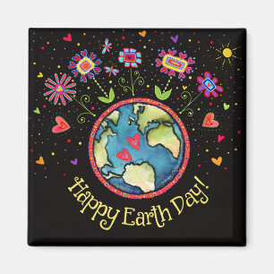 Imán Feliz Día de la Tierra Inespiritualidad Flores de