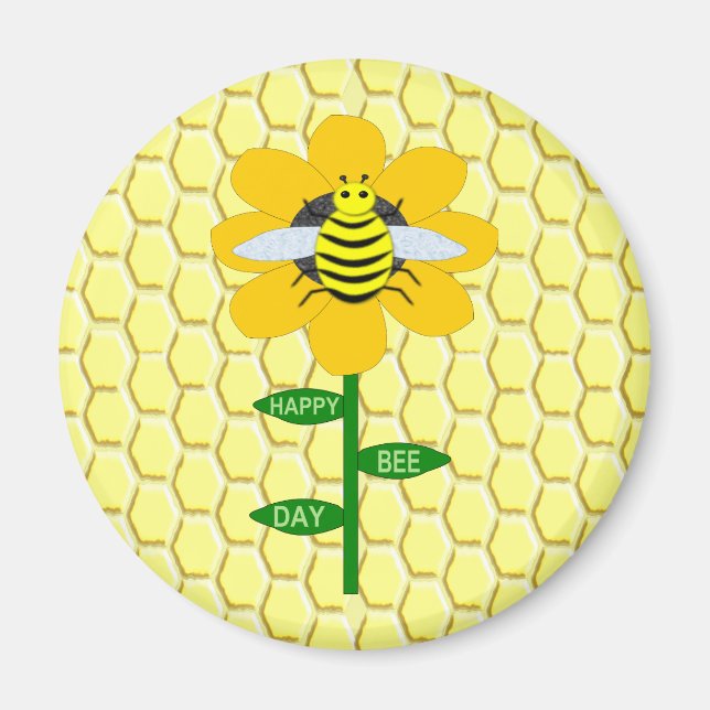 Imán Feliz Día de las Abejas Cumpleaños Bumblebee (Frente)