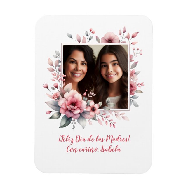 Imán Feliz Día de las Madres Personalizado Foto español (Vertical)