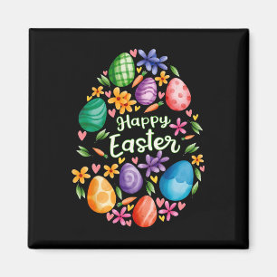 Imán Feliz Día de Pascua, coloridas mujeres cazadoras d