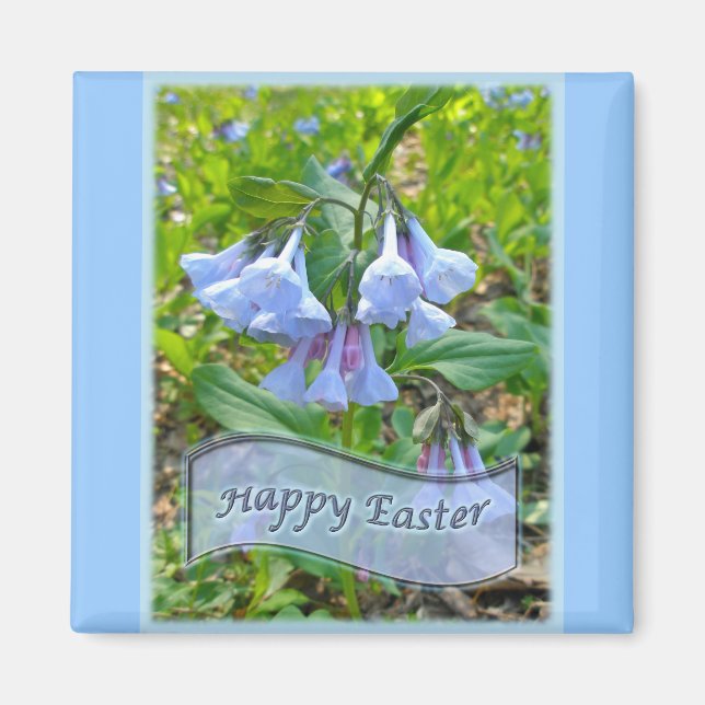 Imán Feliz Día de Pascua, Virginia Bluebells (Frente)