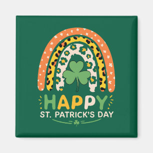 Imán Feliz día de San Patricio Lindos Leopardos Arcoíri