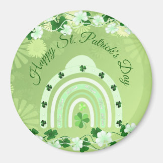 Imán Feliz Día de San Patricio, lucky Shamrock Rainbow
