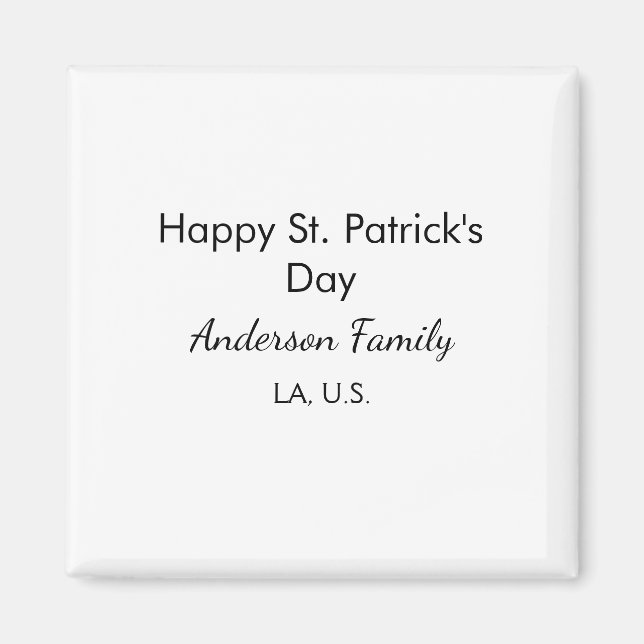 Imán Feliz día de San Patricio nombre familia lugar sim (Frente)