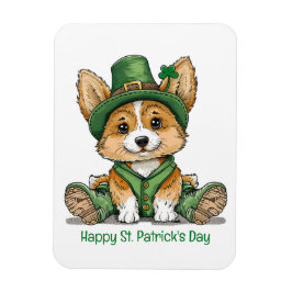 Imán Feliz Día de San Patricio Perro Corgi