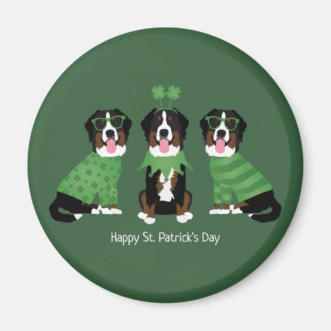 Imán Feliz Día de San Patricio Perros de Montaña de Ber (Frente)