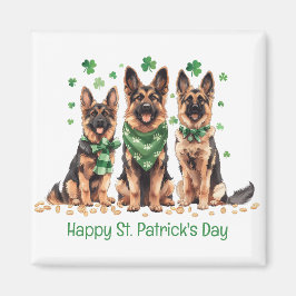 Imán Feliz Día de San Patricio, perros pastores alemane