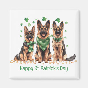 Imán Feliz Día de San Patricio, perros pastores alemane