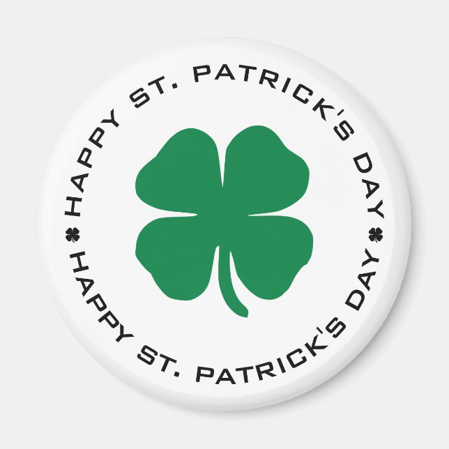 Imán Feliz Día de San Patricio Shamrock Lucky Charm (Frente)