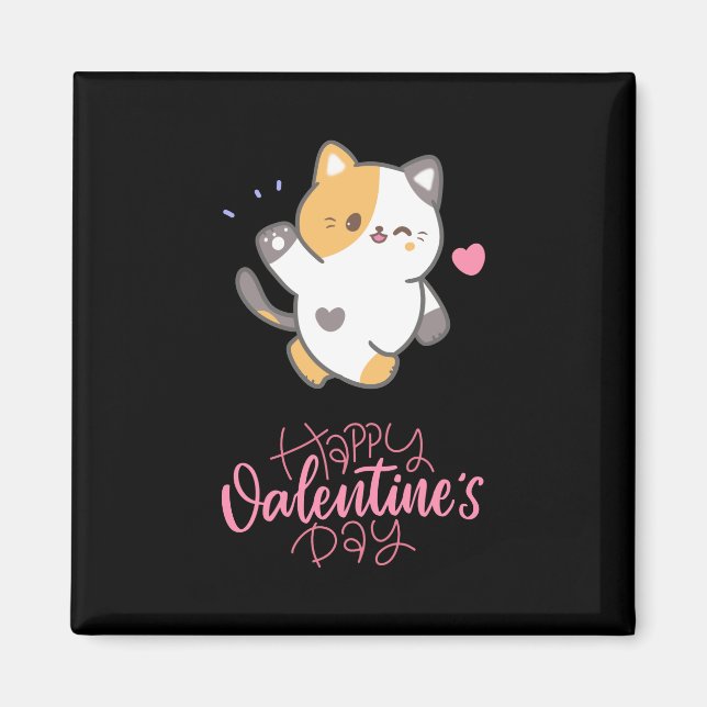Imán Feliz Día de San Valentín 2023 - Los gatos adoran  (Frente)