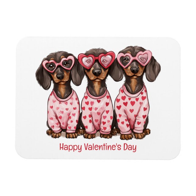 Imán Feliz Día de San Valentín a los perros Dachshund (Horizontal)