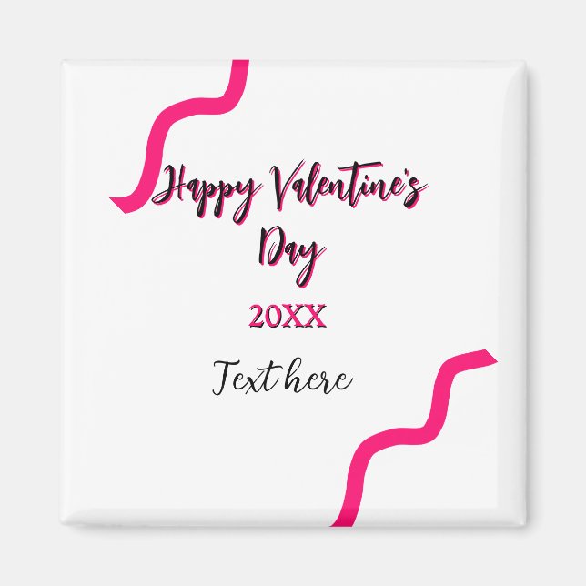 Imán Feliz día de San Valentín aguda espiral negra rosa (Frente)