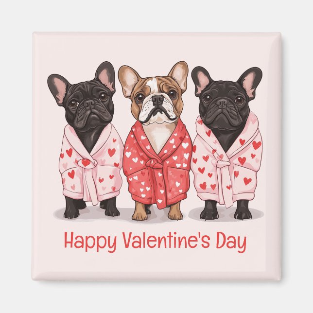 Imán Feliz Día de San Valentín Bulldog francés (Frente)