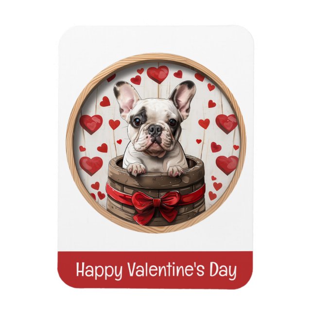 Imán Feliz Día de San Valentín Bulldog francés (Vertical)