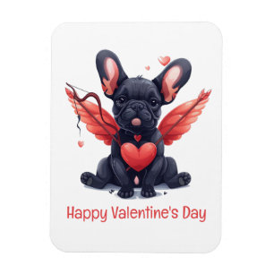 Imán Feliz Día de San Valentín Bulldog francés cupido