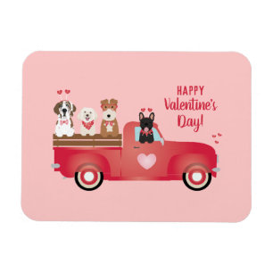 Imán Feliz Día de San Valentín Camión de recogida Perro