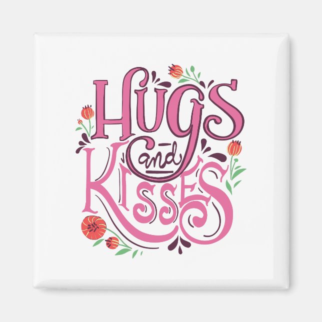 Imán Feliz Día de San Valentín con abrazos y besos (Frente)