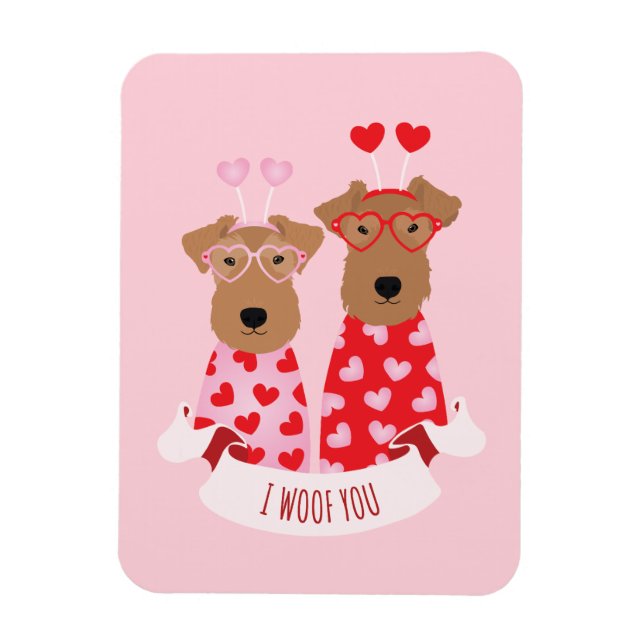 Imán Feliz Día de San Valentín con los perros zorro ter (Vertical)