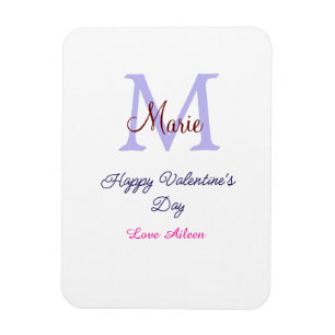 Imán Feliz día de San Valentín con monograma rosa paste