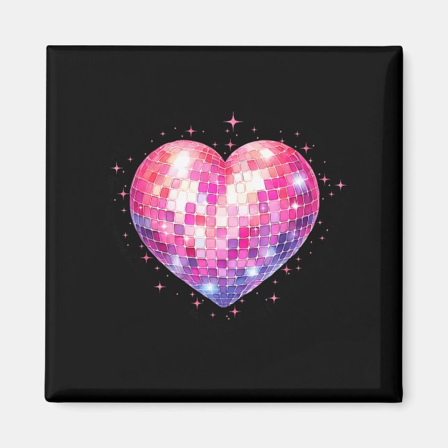 Imán Feliz Día de San Valentín Coquette Bola de Discote (Frente)