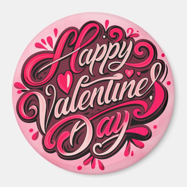 Imán Feliz Día de San Valentín, diseño con letras de ma (Frente)