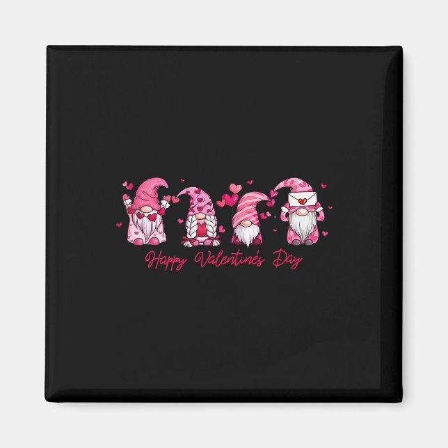 Imán Feliz día de San Valentín Gnomo con corazón Cute G (Frente)