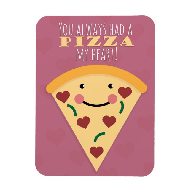 Imán Feliz Día de San Valentín lindo humor de pizza Sli (Vertical)