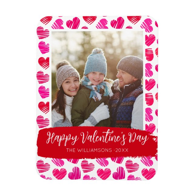 Imán Feliz Día de San Valentín moderno foto de corazone (Vertical)
