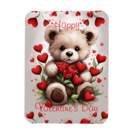 Imán Feliz Día de San Valentín Oso de Peluche Corazones